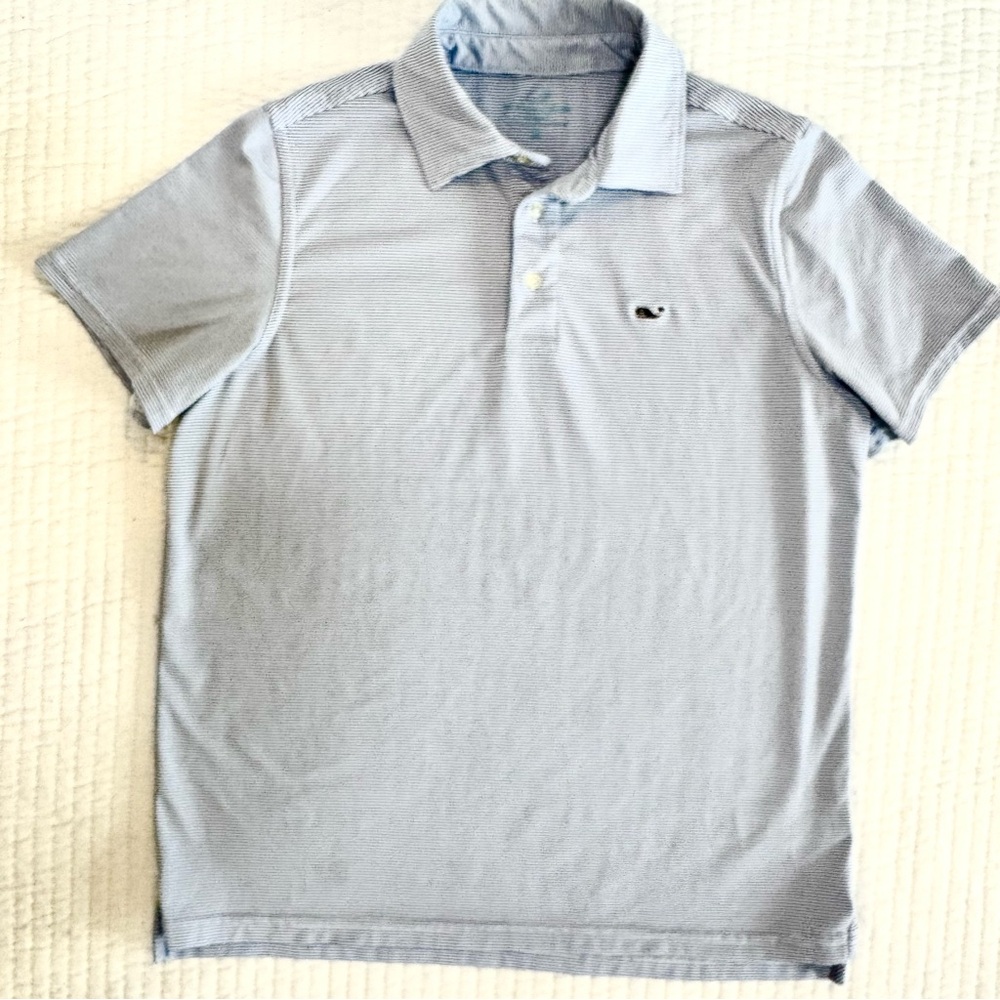 VINEYARD VINES, MENS/ JUNIORS M (12-14) “BLUE & WHITE STRIPE Polo Golf Shirt